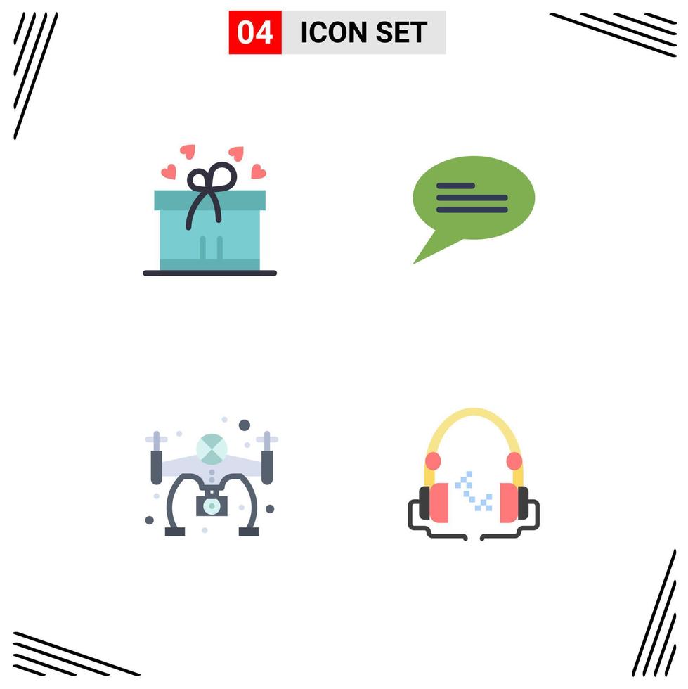 pack de 4 icônes plates créatives d'éléments de conception vectoriels audio modifiables vecteur