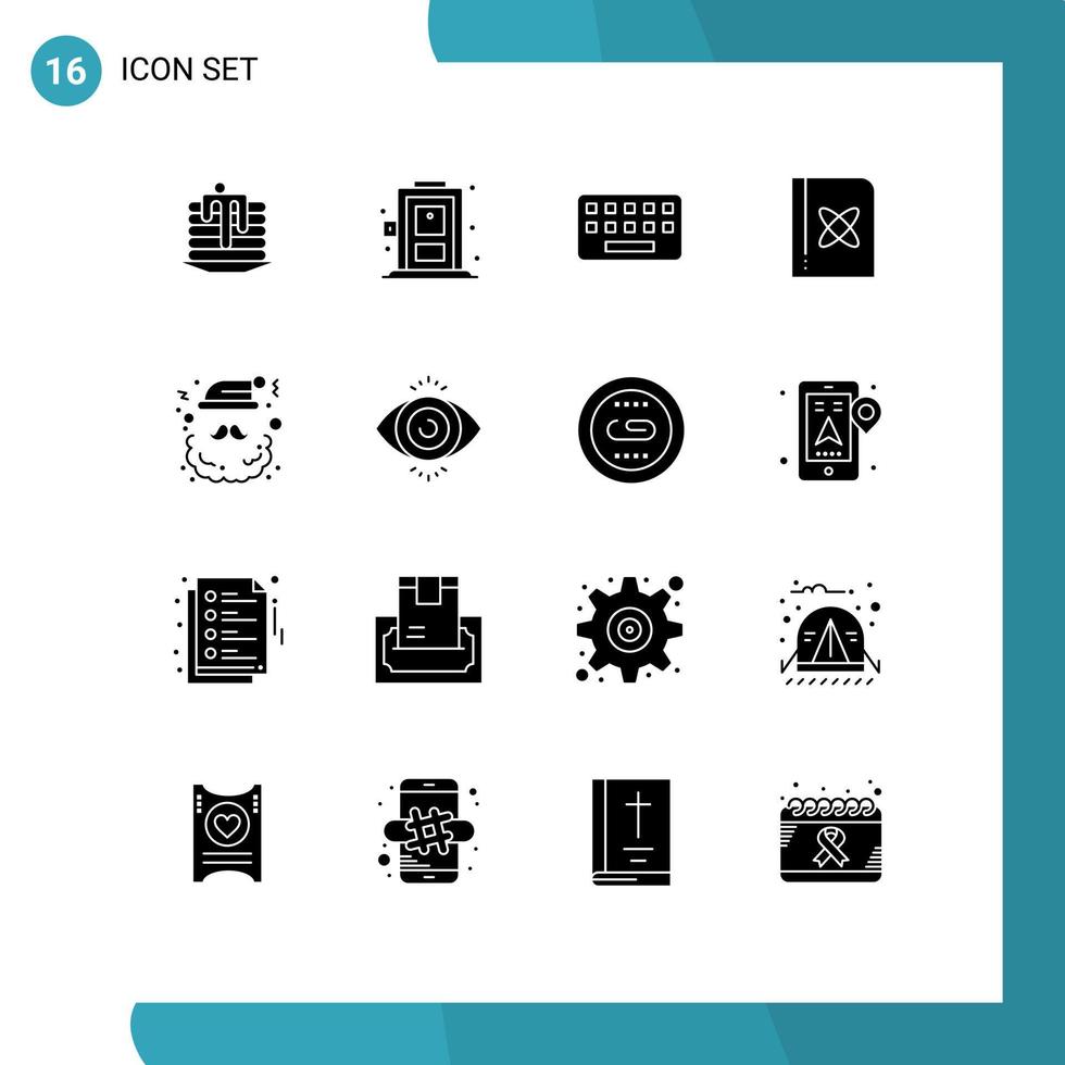 16 interface utilisateur pack de glyphes solides de signes et symboles modernes du père noël typage science formule éléments de conception vectoriels modifiables vecteur