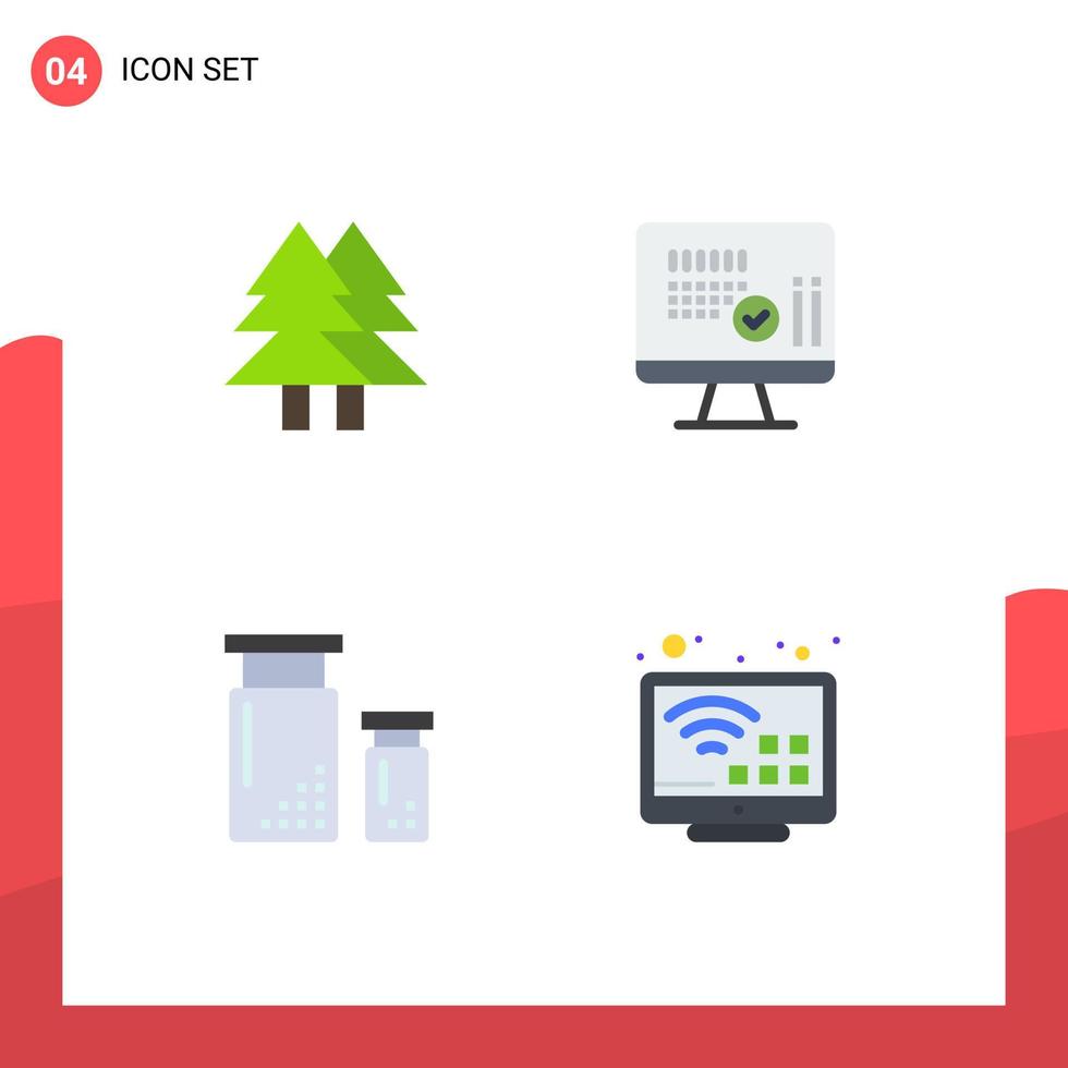 pack de 4 icônes plates modernes signes et symboles pour les supports d'impression web tels que le codage de noël conception d'écran vert éléments de conception vectoriels modifiables vecteur