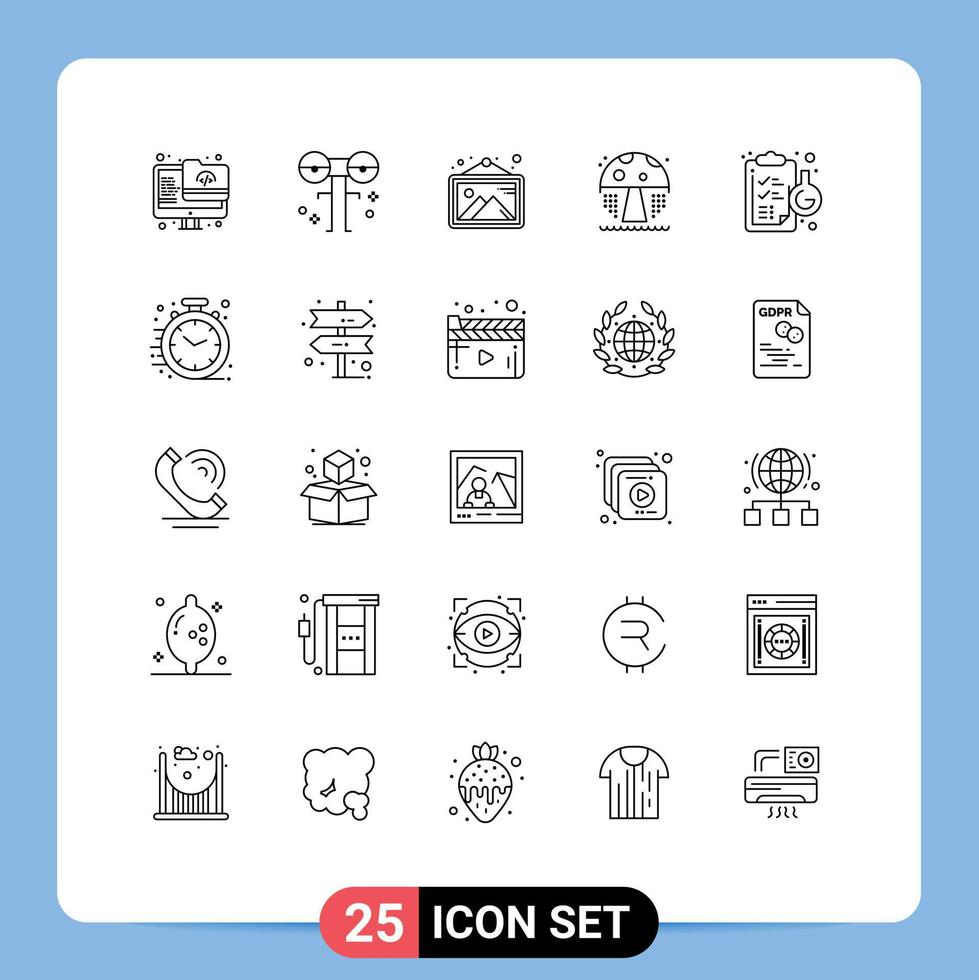 pack d'icônes vectorielles stock de 25 signes et symboles de ligne pour les éléments de conception vectoriels modifiables de cadre de parc effrayant de champignons chimiques vecteur