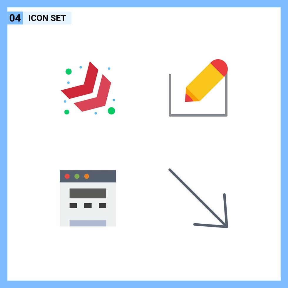 groupe de 4 icônes plates signes et symboles pour flèche flèche crayon école u éléments de conception vectoriels modifiables vecteur