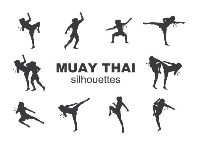 Vecteur de silhouettes de Muay Thai