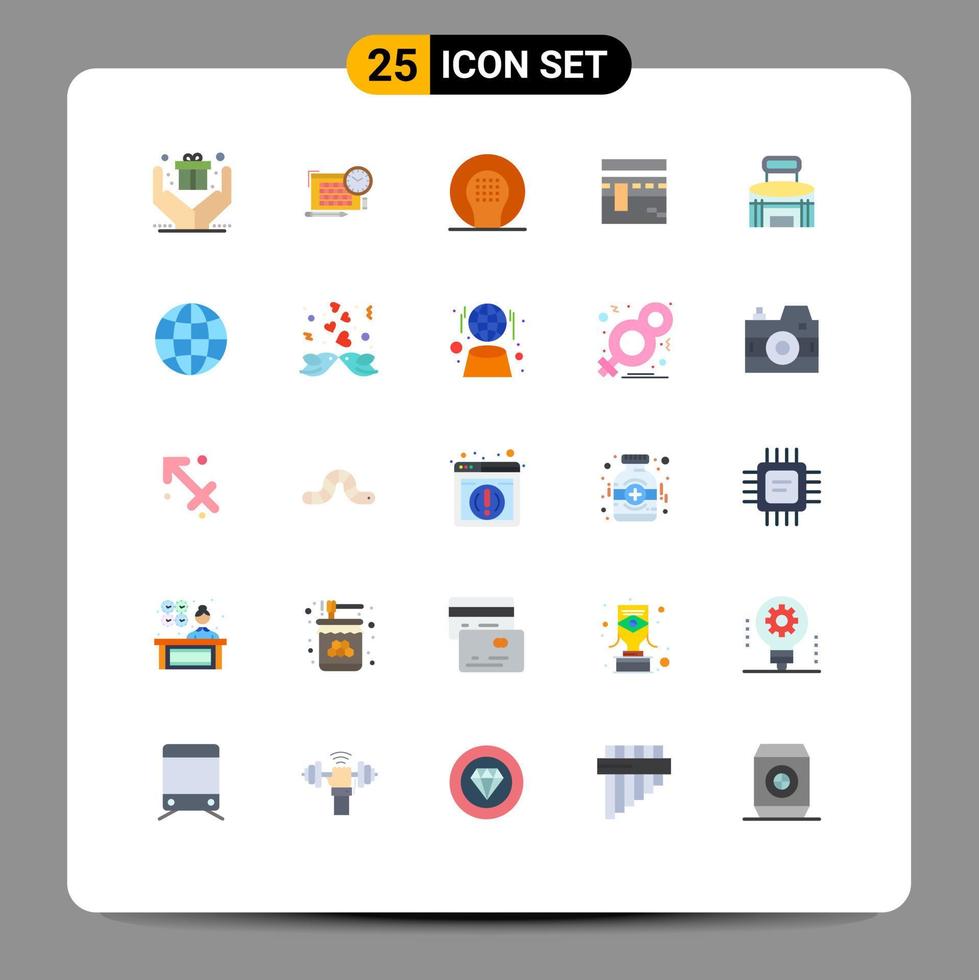 25 concept de couleur plate pour les sites Web mobiles et les applications construisant l'athlétisme de l'islam priez kaaba éléments de conception vectoriels modifiables vecteur