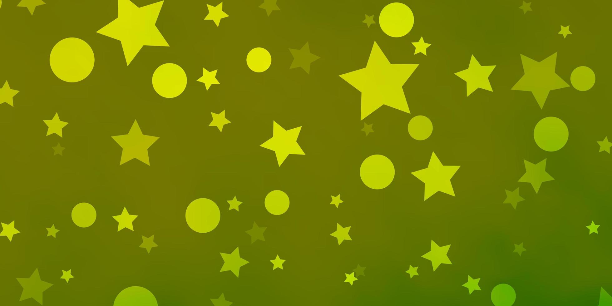 fond vert clair, jaune avec des cercles, des étoiles. vecteur