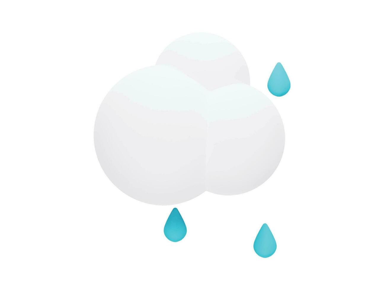 nuage et pluie avec style minimal de dessin animé icône vecteur 3d