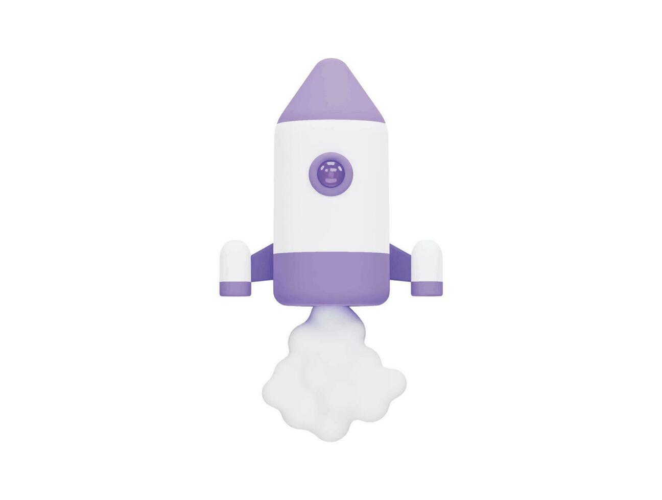 vaisseau spatial fusée toy rocket upswing crachant avec style minimal de dessin animé icône vecteur 3d