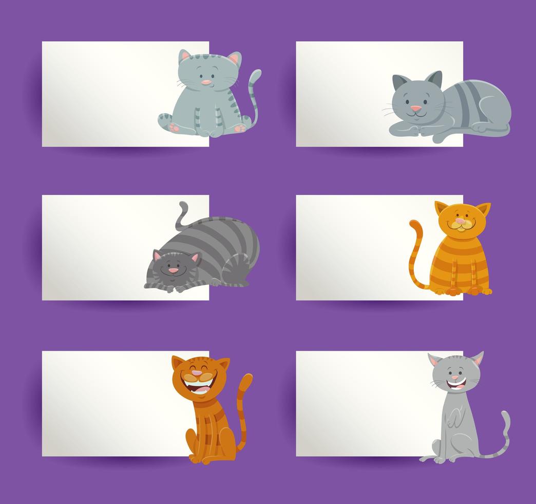 chats et chiens de dessin animé avec jeu de conception de carte ou de  tableau vierge 7817480 Art vectoriel chez Vecteezy