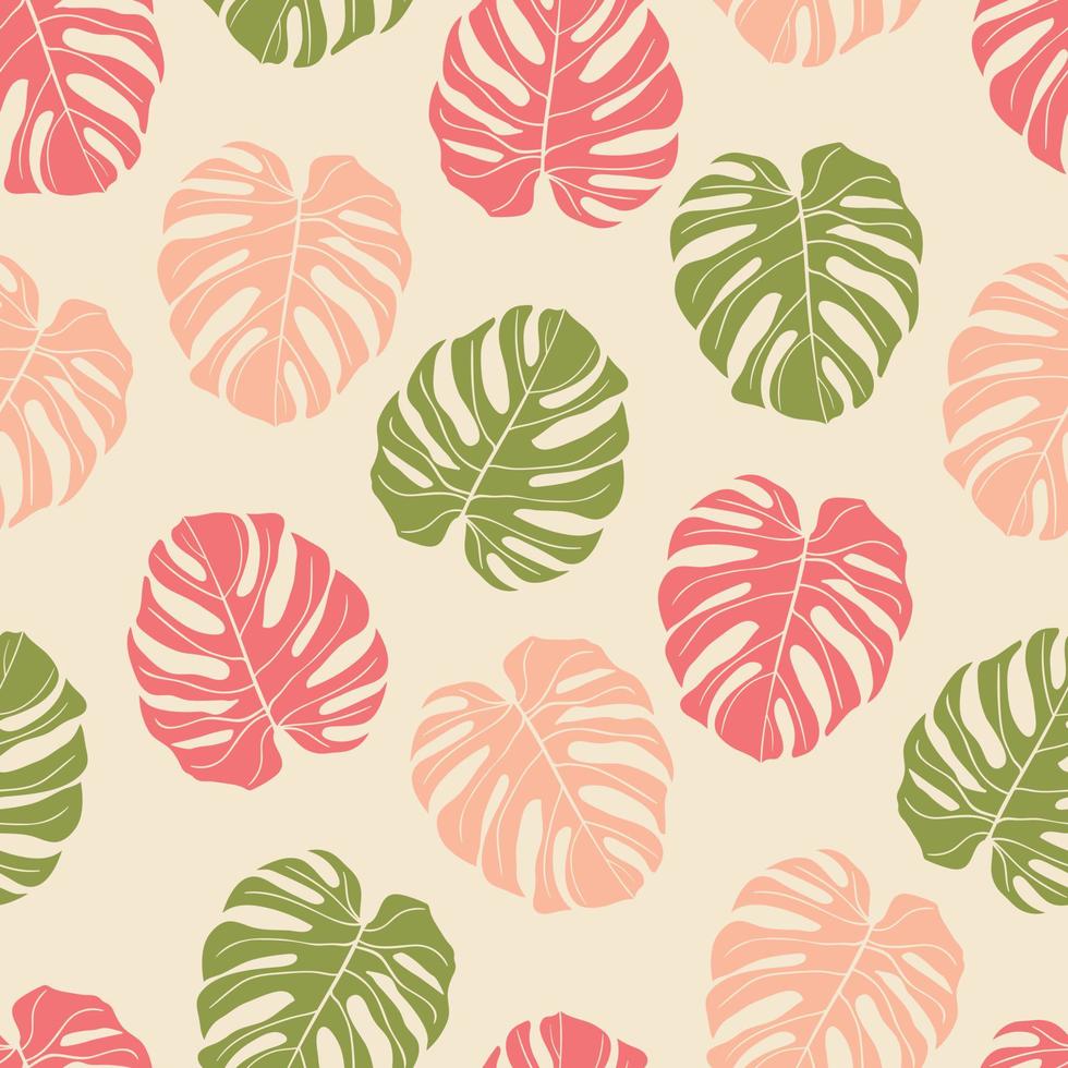 belle monstère tropicale laisse un motif sans couture. fond de nature de feuilles tropicales. illustration brésilienne à la mode. conception de printemps et d'été pour le textile, les imprimés, le papier d'emballage. vecteur