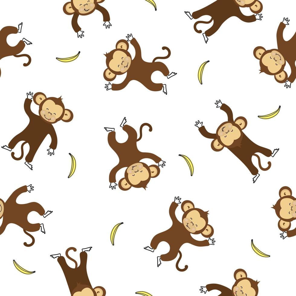 collection colorée de singes drôles sans soudure. personnage mignon de la faune animale. vecteur