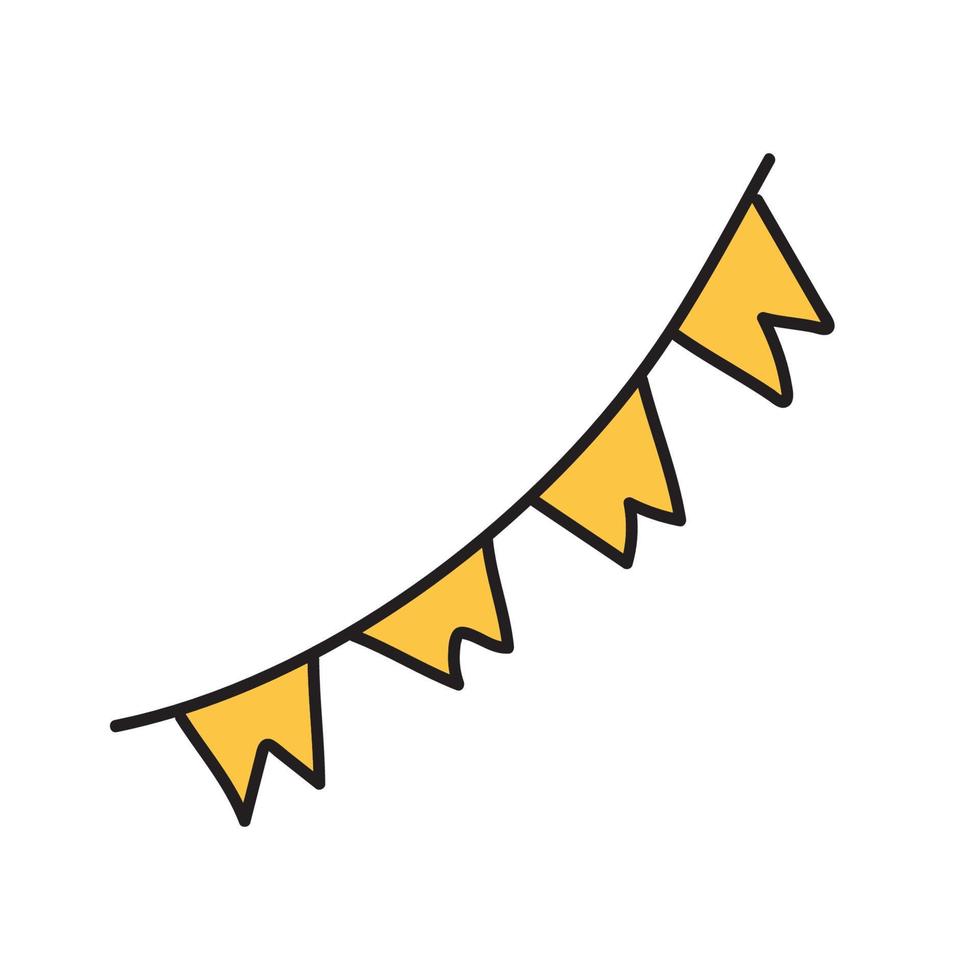 guirlande jaune de drapeaux doodle vecteur