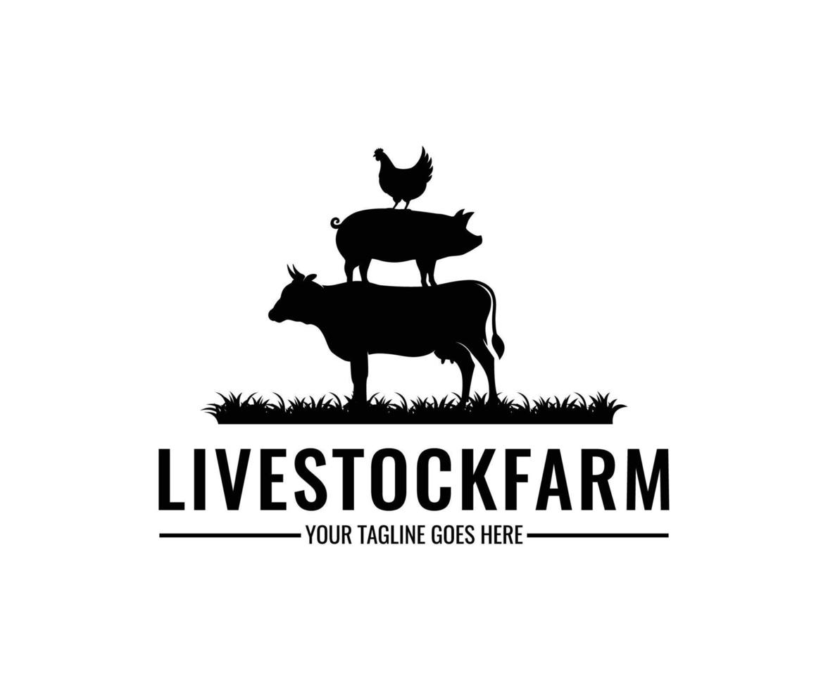 modèle de conception de logo de ferme animale moderne vecteur