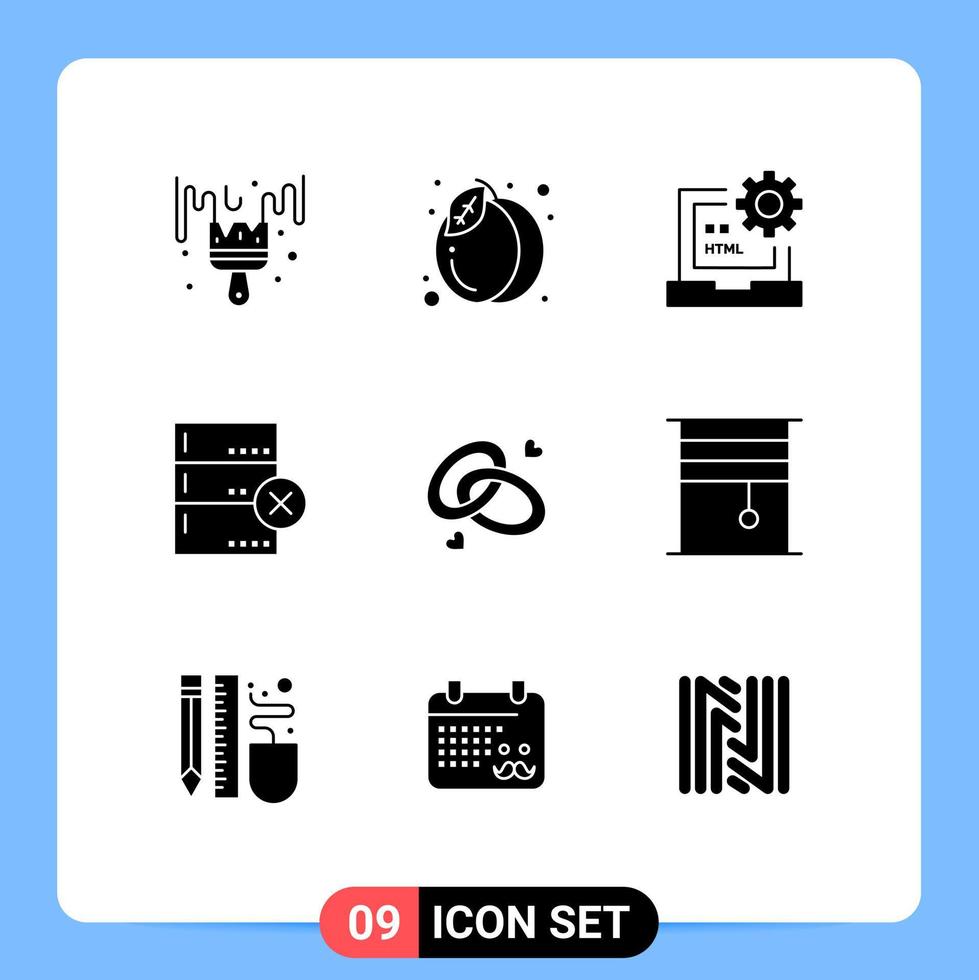 pack d'icônes vectorielles stock de 9 signes et symboles de ligne pour les dispositifs d'engagement données de code html éléments de conception vectoriels modifiables vecteur