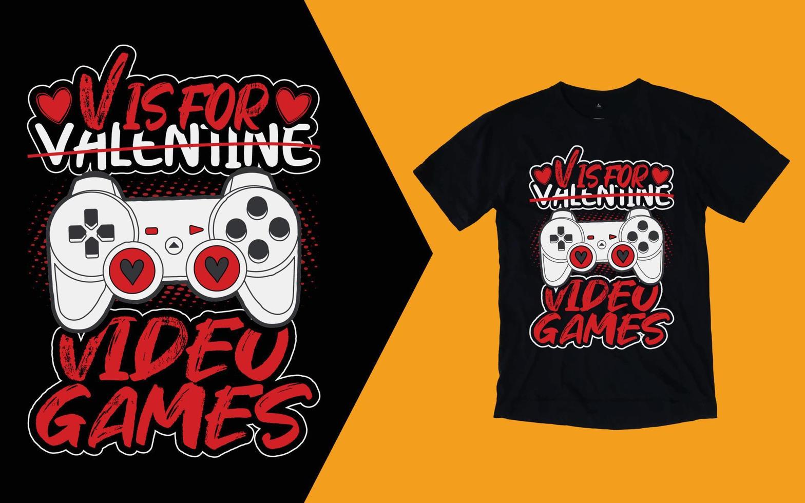 v est pour le t-shirt des jeux vidéo vecteur