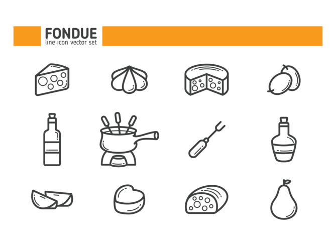 Fondue icônes vectorielles vecteur