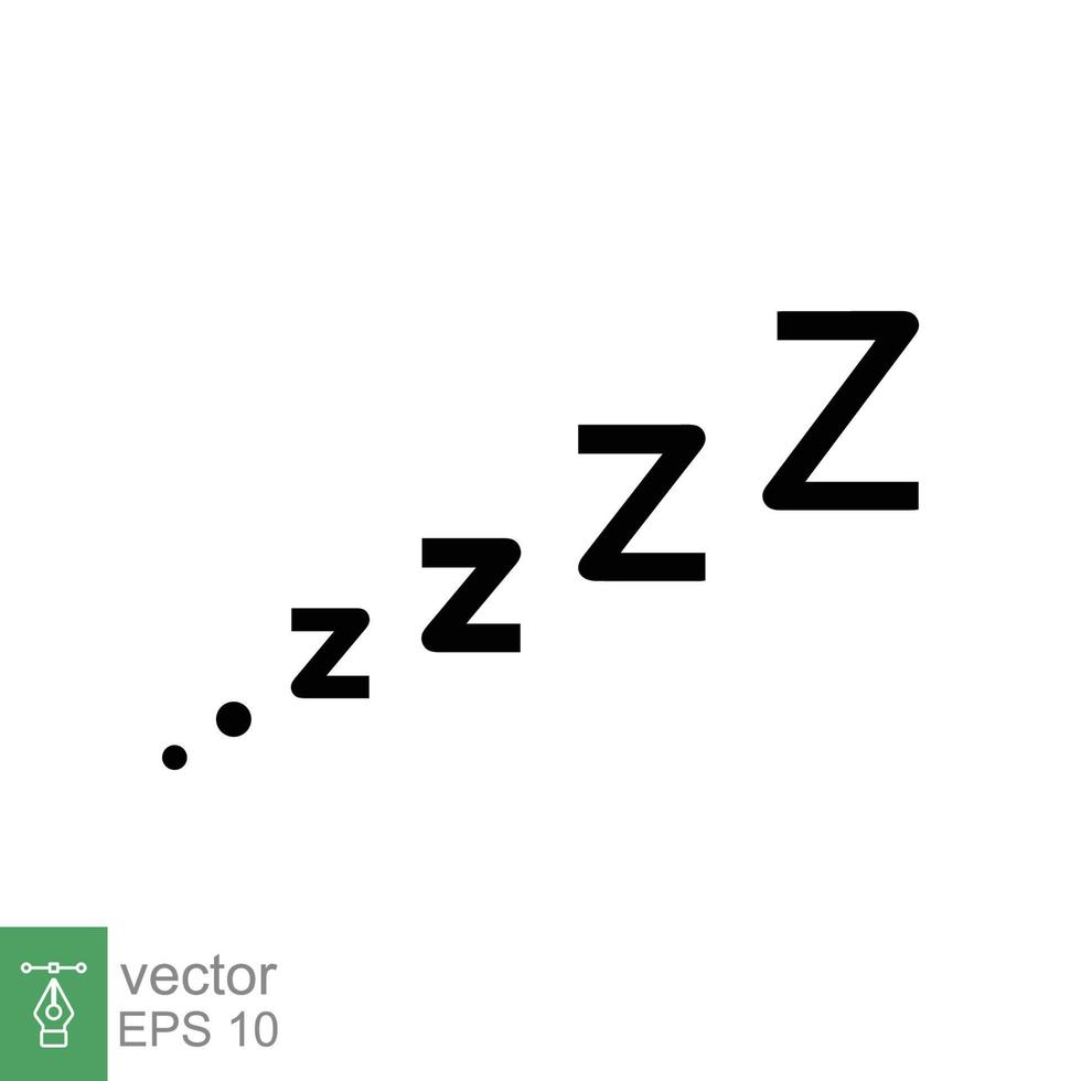 signe de lettrage sommeil zzz. scribe doodle, icône ronflement zzzz, somnolent, sieste, dessin animé, style comique. repos, détente, concept de l'heure du coucher. conception d'illustration vectorielle isolée sur fond blanc. ep 10. vecteur