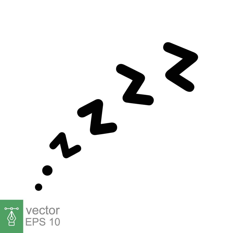 signe de lettrage sommeil zzz. scribe doodle, icône ronflement zzzz, somnolent, sieste, dessin animé, style comique. repos, détente, concept de l'heure du coucher. conception d'illustration vectorielle isolée sur fond blanc. ep 10. vecteur