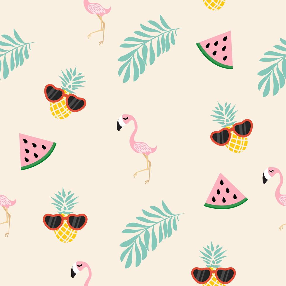 joli motif tropical de flamant rose vecteur