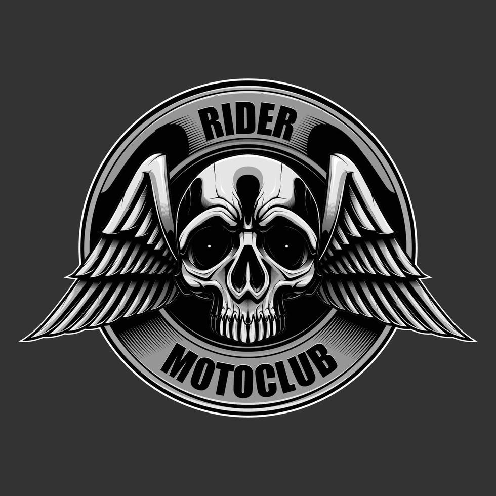 illustration du club de moto en niveaux de gris pour la conception d'emblèmes, de logos, de t-shirts et de vêtements. vecteur