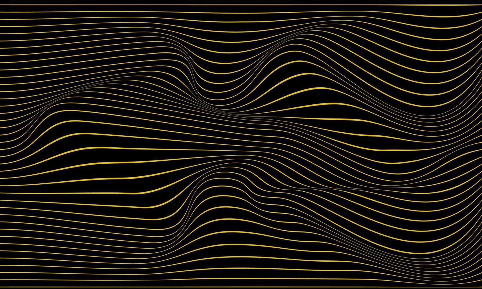 vagues de ligne d'or sur fond noir, conception de vecteur de fond abstrait