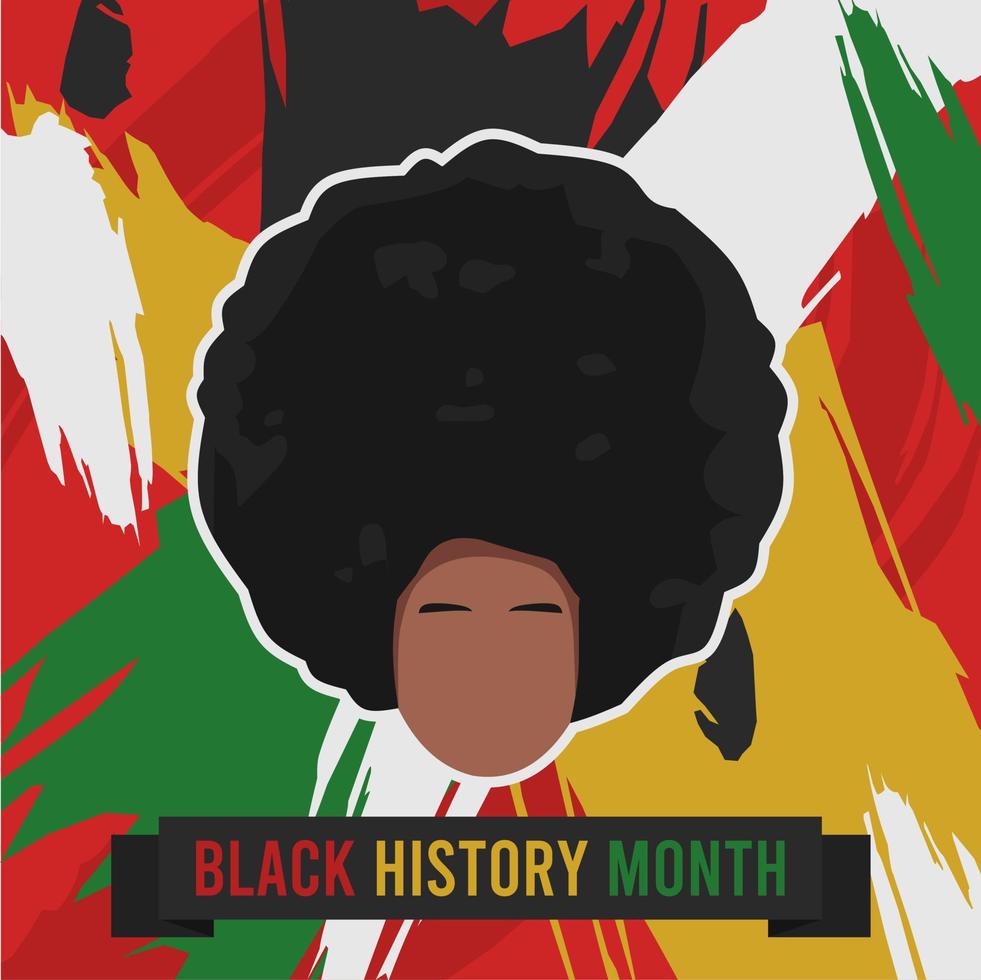 affiche du mois de l'histoire des noirs avec une femme afro adaptée à la publication sur les réseaux sociaux, à la campagne, à la carte de voeux, etc. vecteur