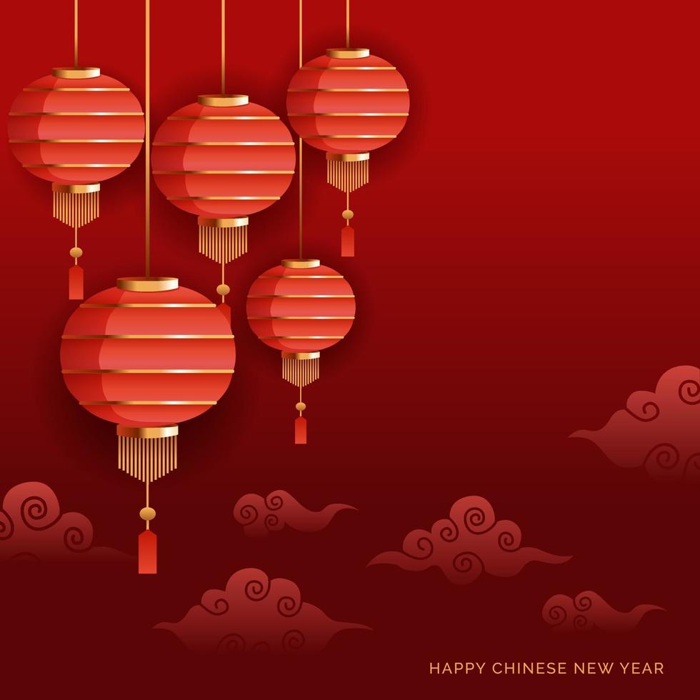 lanterne de décoration asiatique chinoise pour le nouvel an chinois avec la couleur rouge vecteur