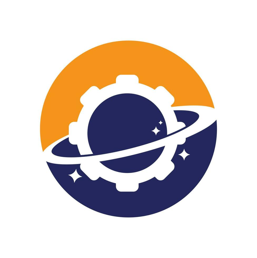 vecteur d'icône de logo d'engrenage planétaire. élément de conception de logo icône planète engrenage