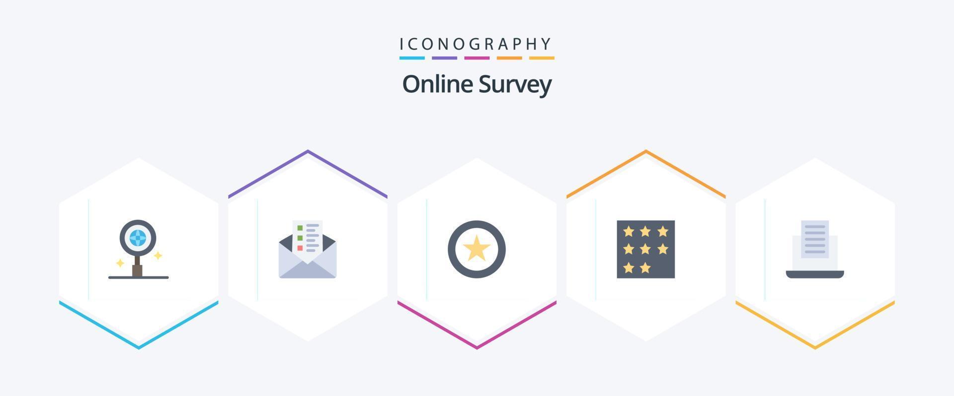 sondage en ligne 25 pack d'icônes plates comprenant. courrier. Entreprise. ordinateur portable. rang vecteur