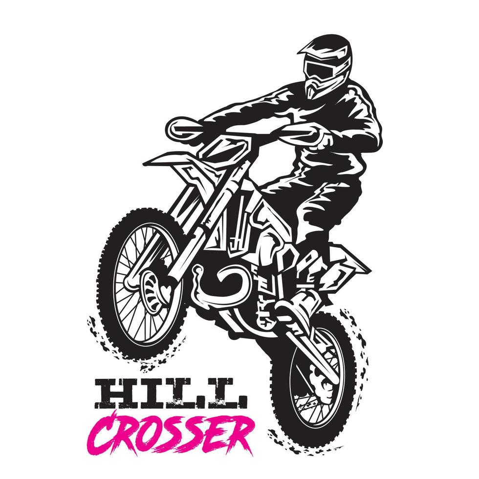 illustration vectorielle de montée d'enduro de motocross, parfaite pour la conception de t-shirt et la conception de logo d'événement de championnat vecteur