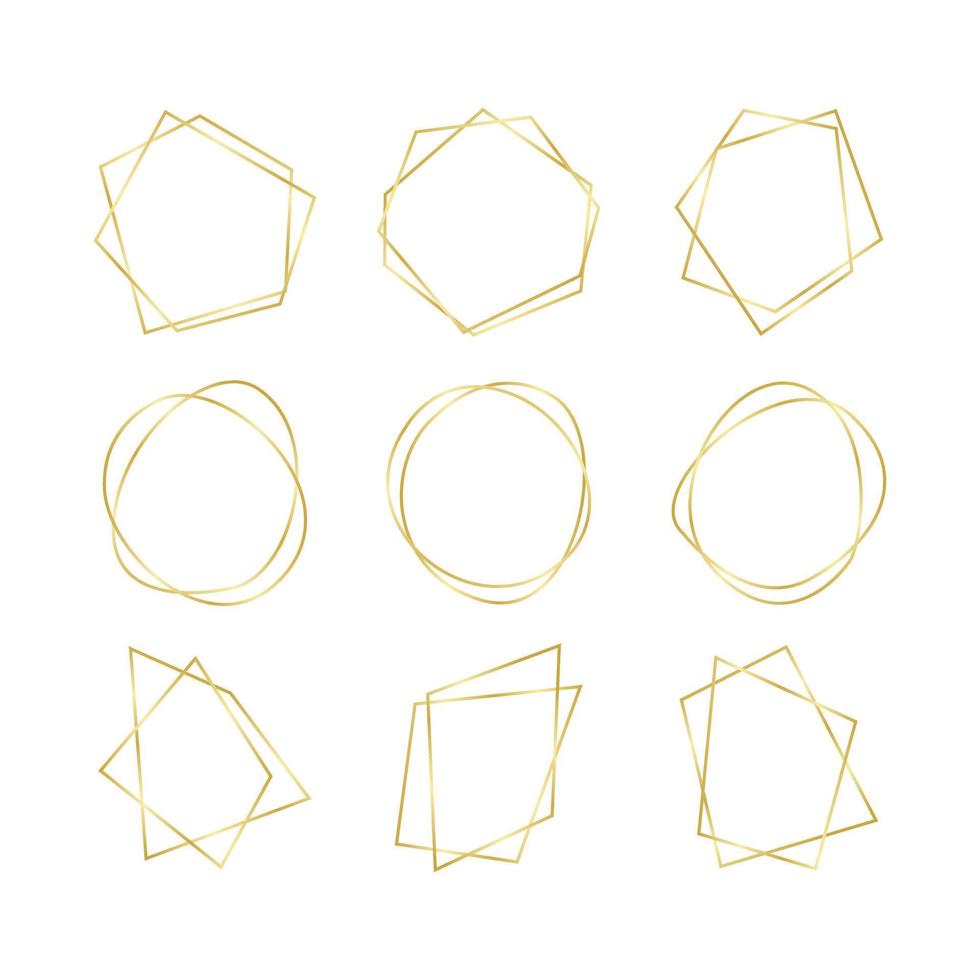 cadre de mariage en polyèdre géométrique doré vecteur