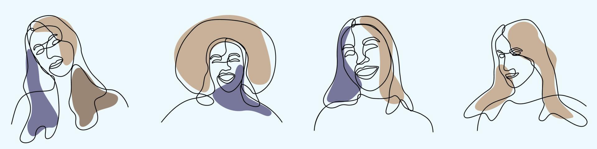 dessin à la main continu d'une ligne de visage de femme dessin au trait féminin vecteur