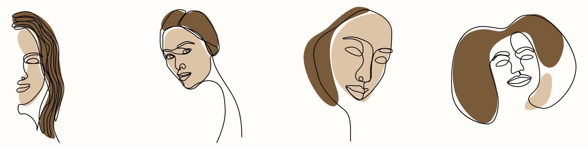 dessin à la main continu d'une ligne de visage de femme dessin au trait féminin vecteur