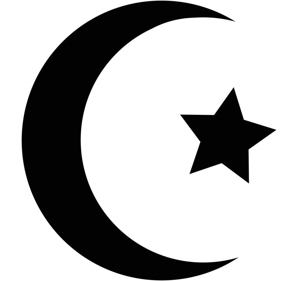 islam symbole religieux noir et blanc icône 2d vecteur