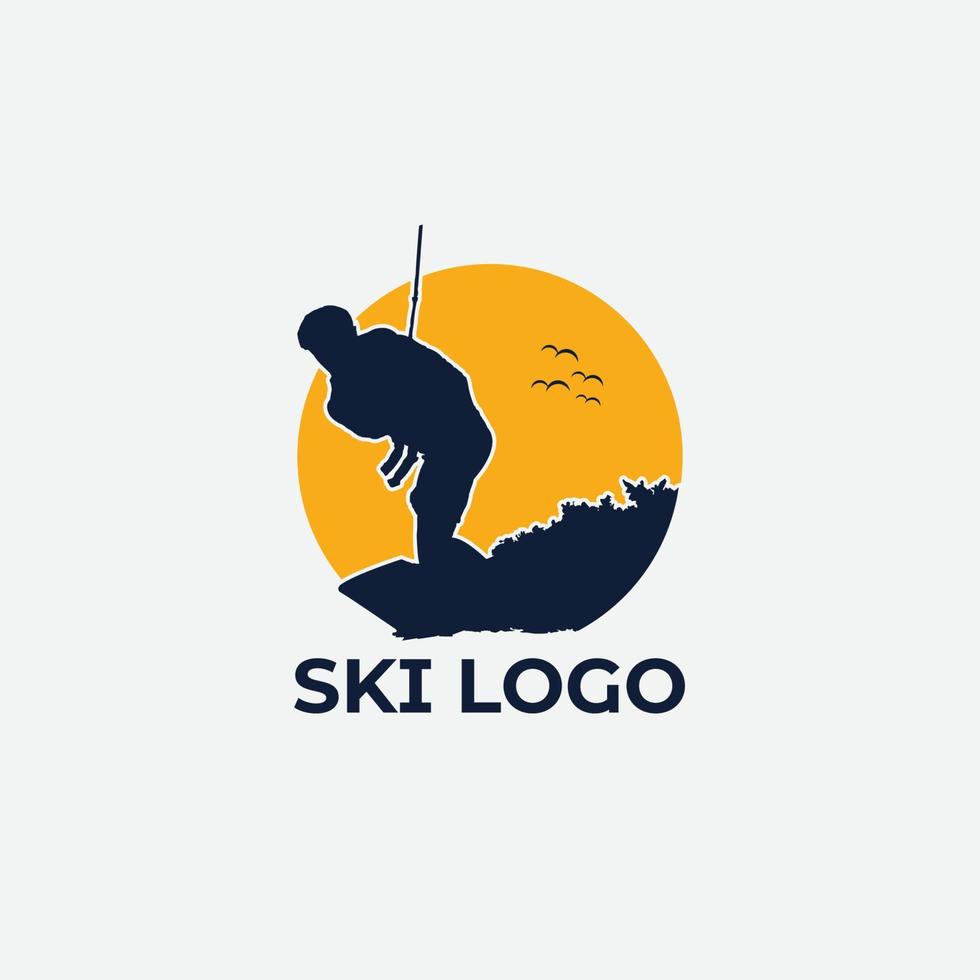 logo vectoriel de personnes de ski nautique, monogramme, icône, conception de symbole