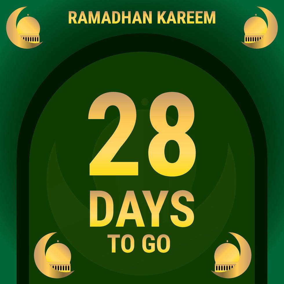 28 jours pour aller. le compte à rebours laisse le jour de la bannière. calculer l'heure du mois de ramadan. illustration vectorielle eps10. vecteur