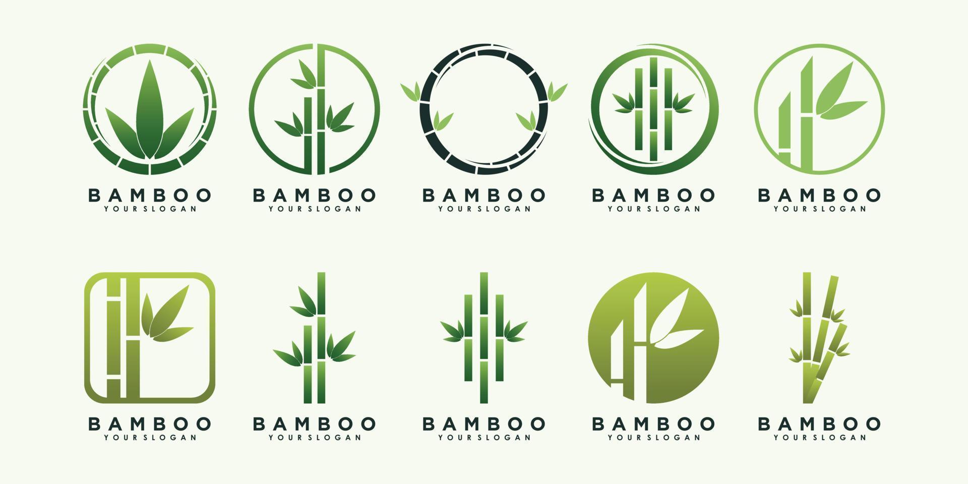 ensemble de création de logo en bambou avec concept abstrait vecteur