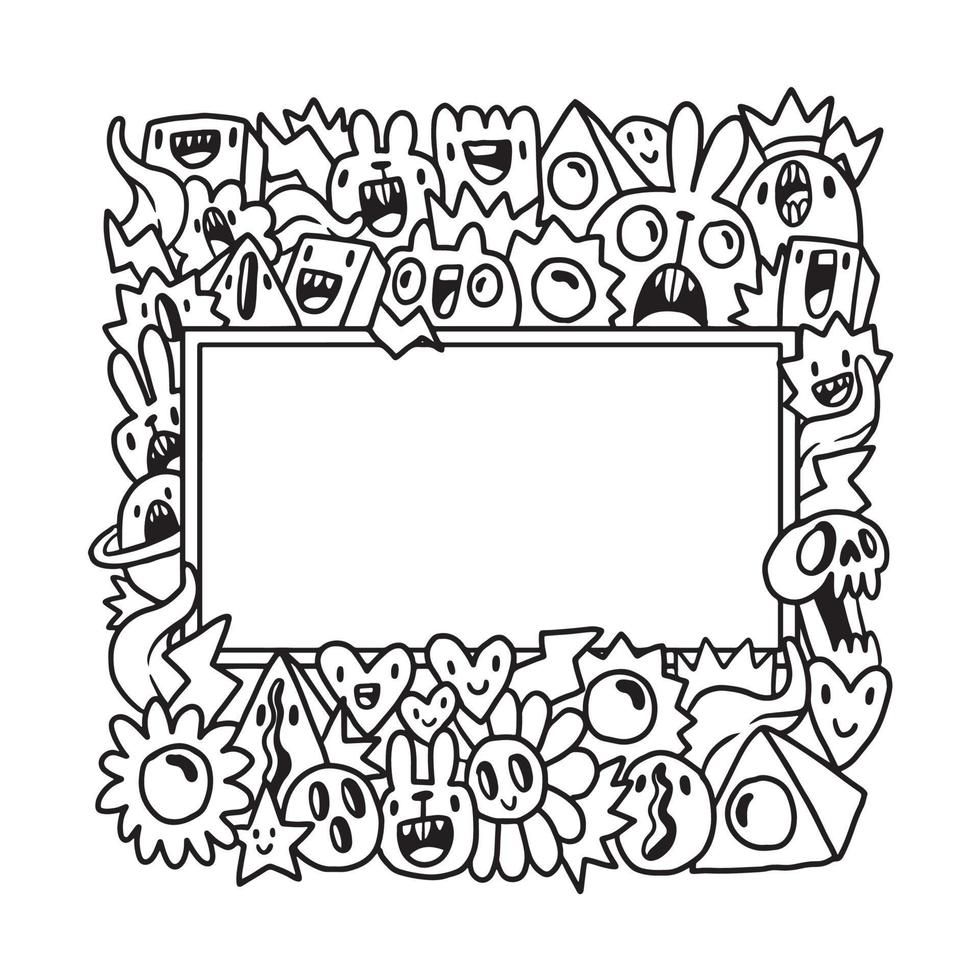 cadre d'art doodle abstrack dessiné à la main vecteur