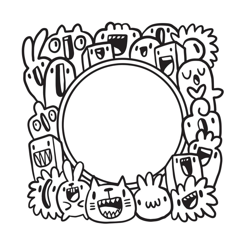 cadre de cercle d'art doodle dessiné à la main vecteur