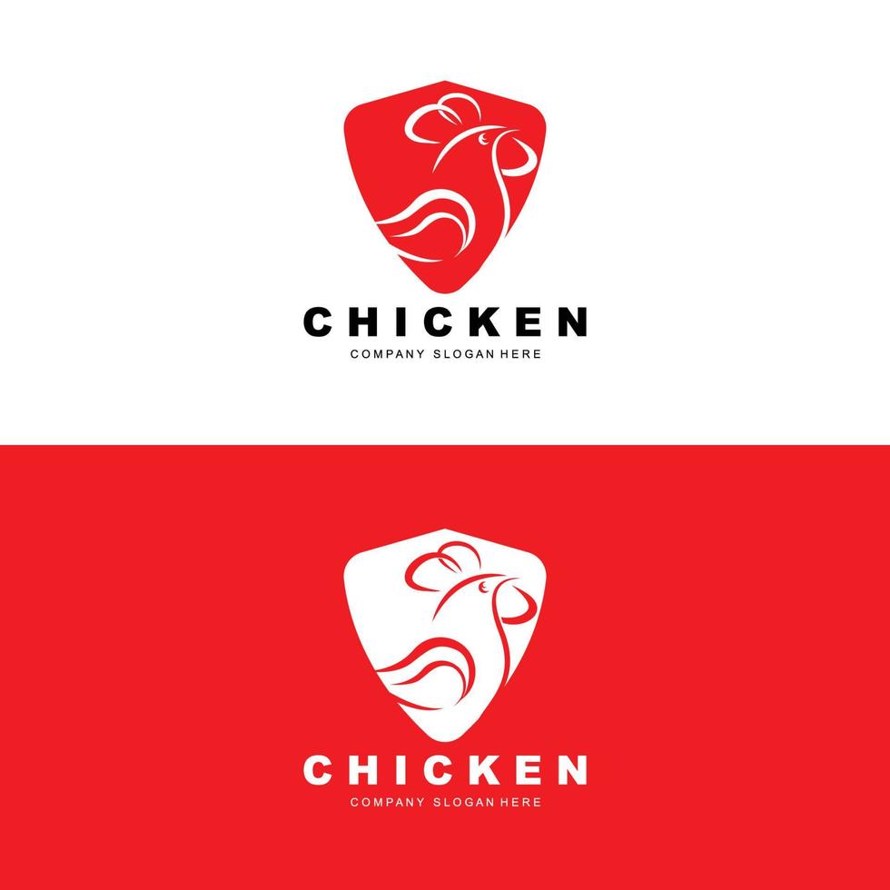 logo de poulet, vecteur d'animaux de ferme, conception pour élevage de poulets, restaurant de poulet frit, café