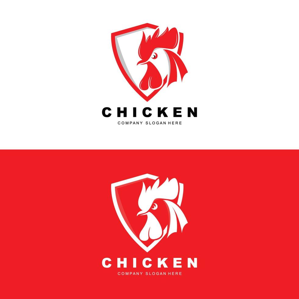 logo de poulet, vecteur d'animaux de ferme, conception pour élevage de poulets, restaurant de poulet frit, café