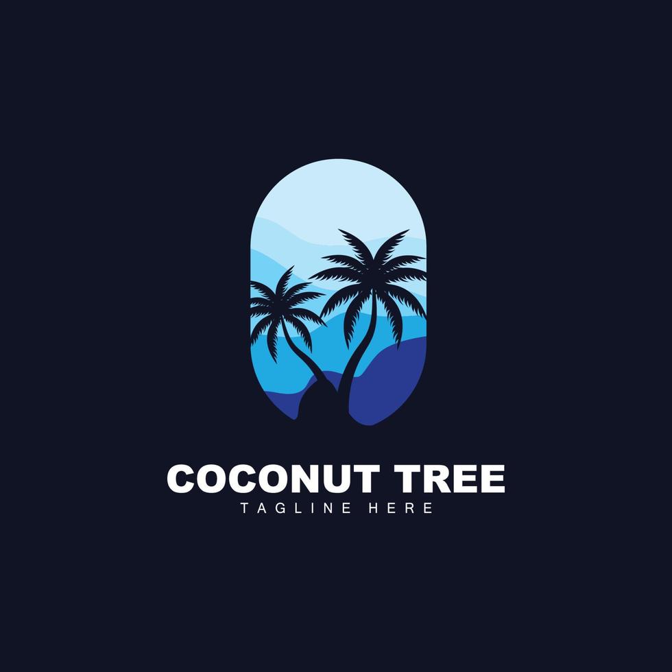 logo de cocotier, vecteur d'arbre océanique, conception de modèles, image de marque de produit, logo d'objet de tourisme de plage