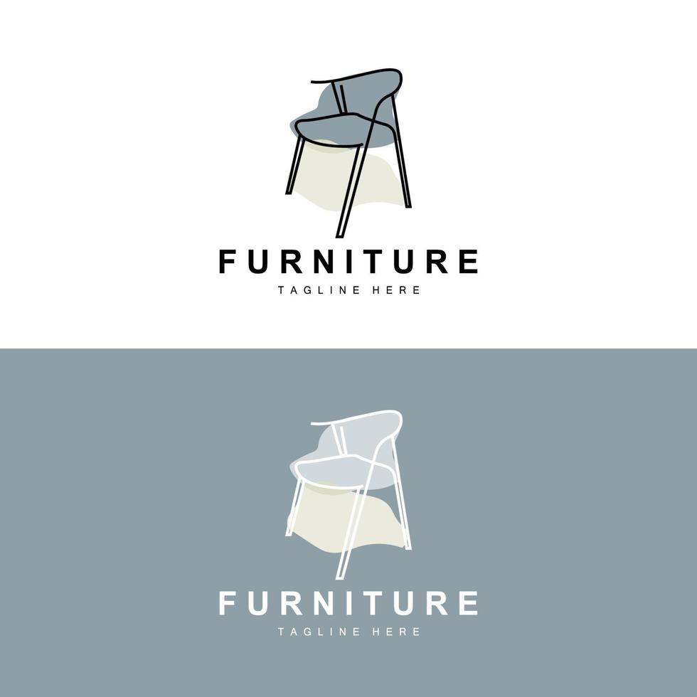 logo de meuble, design d'ameublement, illustration d'icône de chambre, table, chaise, lampe, cadre, horloge, pot de fleur vecteur