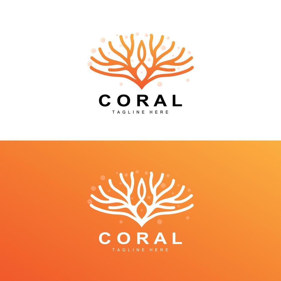 logo de corail, plantes marines placent des animaux marins, vecteur océanique, icônes d'algues