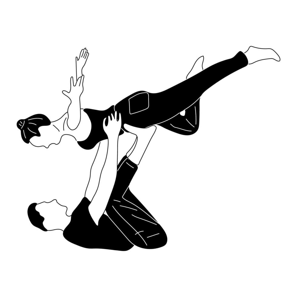 illustration vectorielle d'yoga. asanas de yoga pour couple yoga. croquis dessiné à la main. vecteur