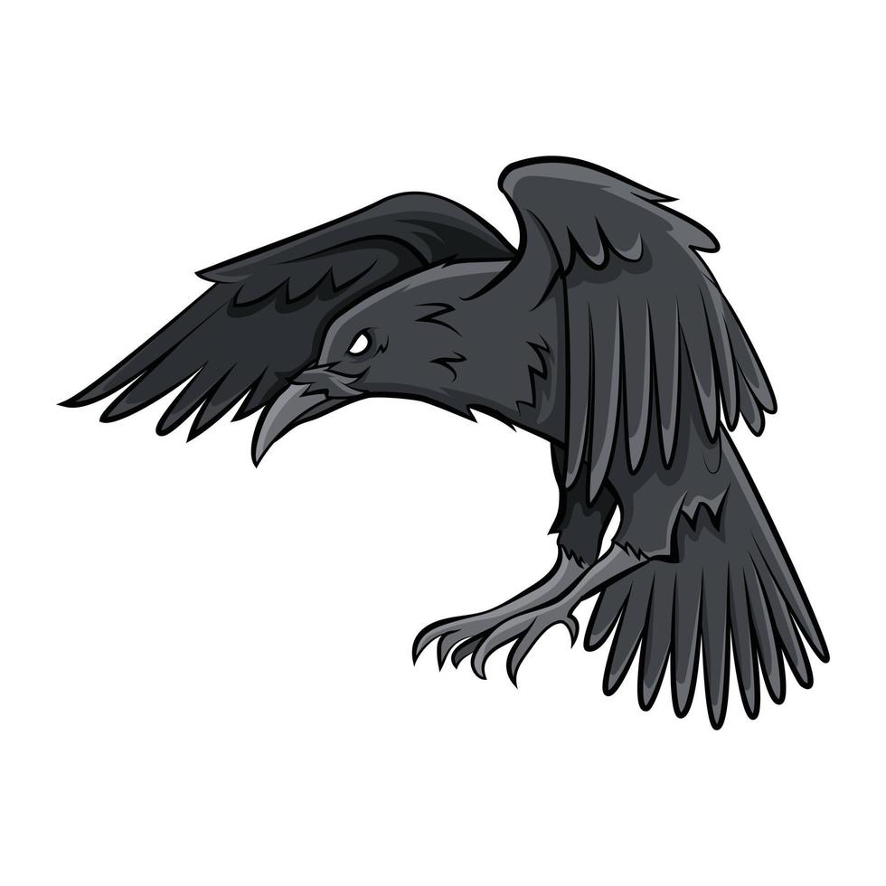 illustration de corbeau noir volant vecteur