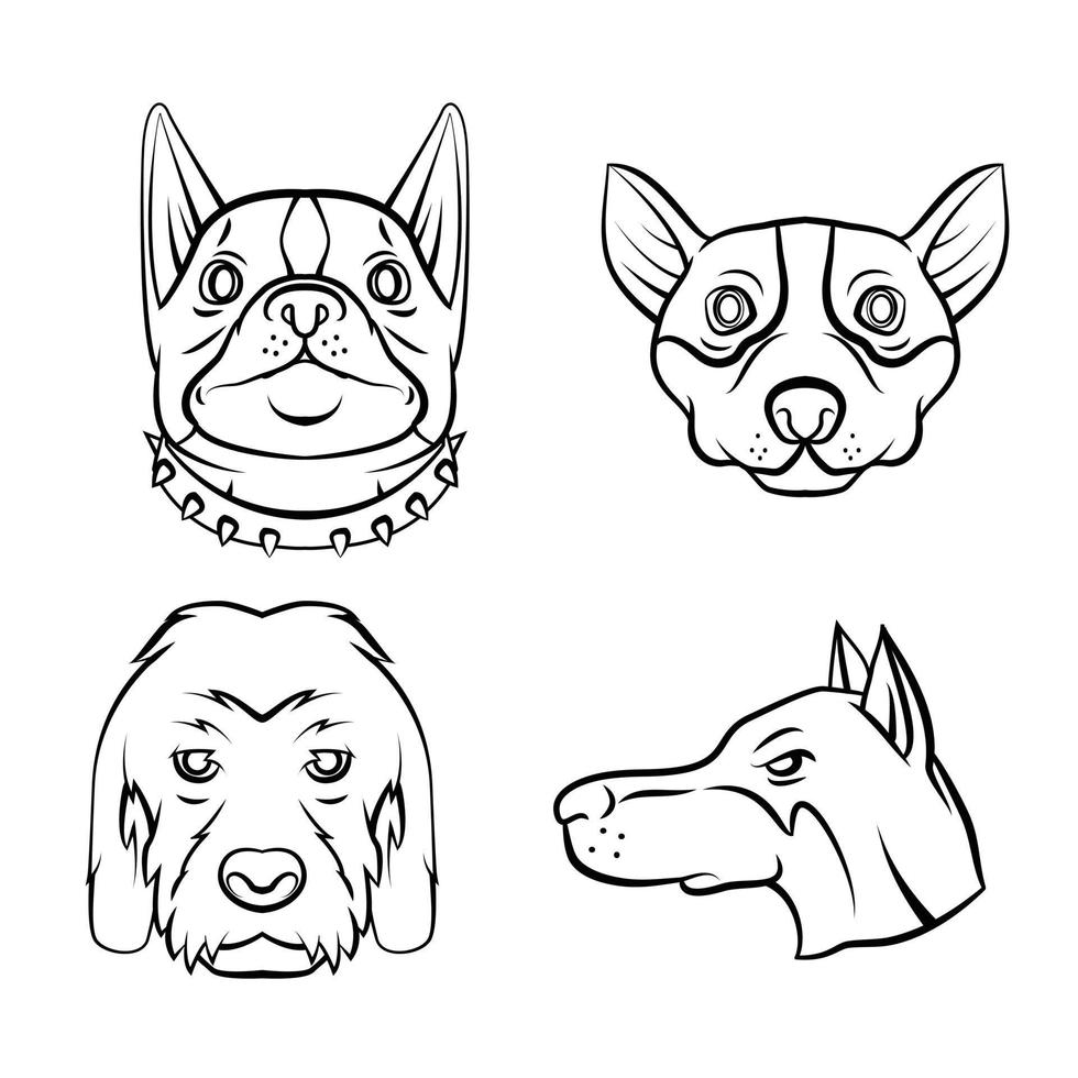 illustration de collection de tête de chien vecteur