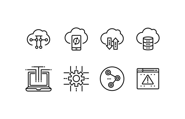Ensemble d'icônes de Cloud Computing vecteur