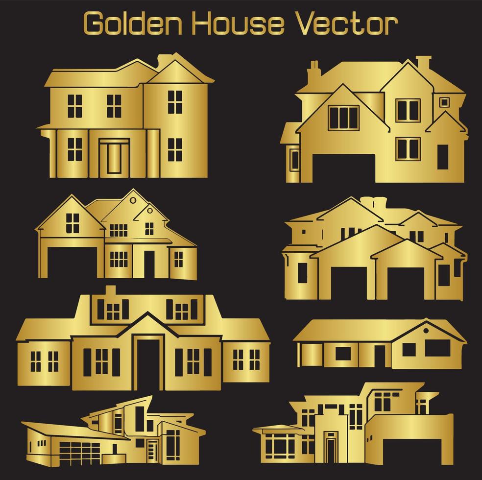 icône du logo de la maison dorée, création du logo de la maison. logo de la maison de luxe. vecteur
