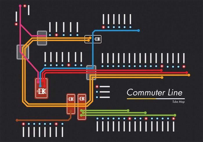 Conception de vecteur de carte de métro ligne de banlieue