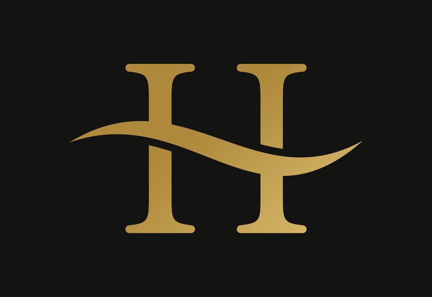 création de logo de lettre h, avec swoosh, concept de design vectoriel