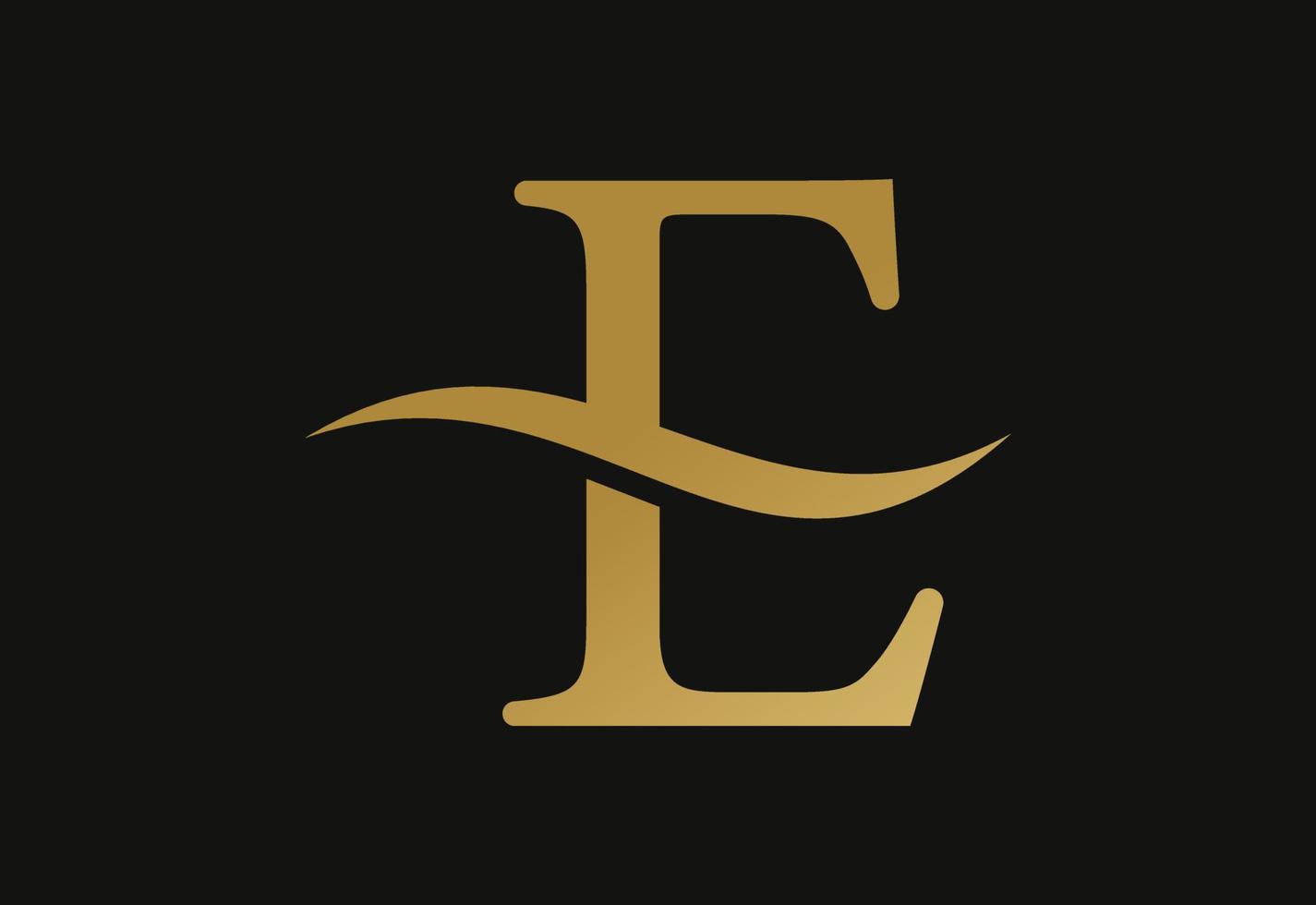 création de logo de lettre e, avec swoosh, concept de design vectoriel